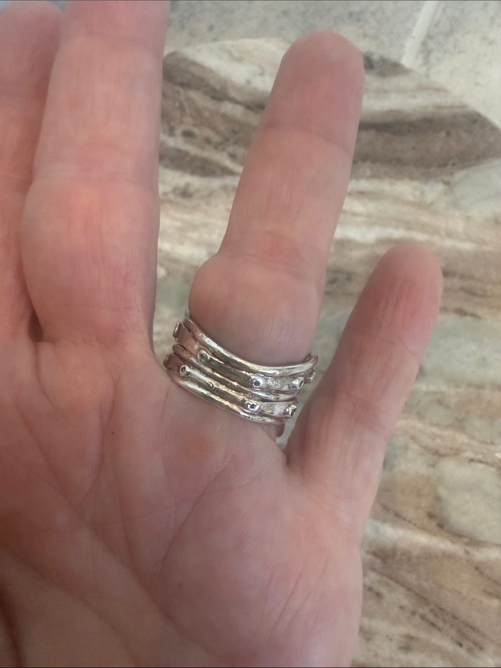 Robert Lee Morris Sculptural Stacked Ring - Silver | Size 6 - Picture 7 of 12